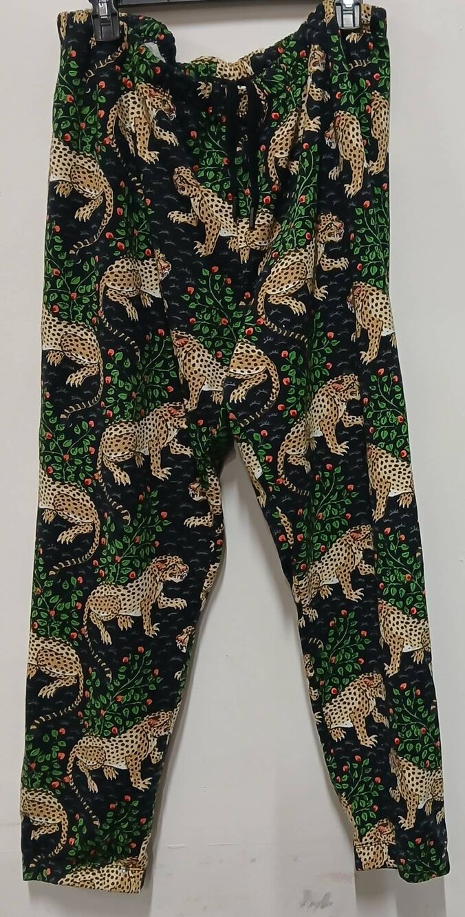 Print fresh womens 1xl womens leopard sweatpants joggers green tan lounge pants
